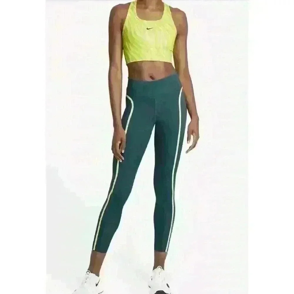 Nike Women One LUXE Icon Clash Leggings Pants - CZ9210 -‎ Teal Green - Small